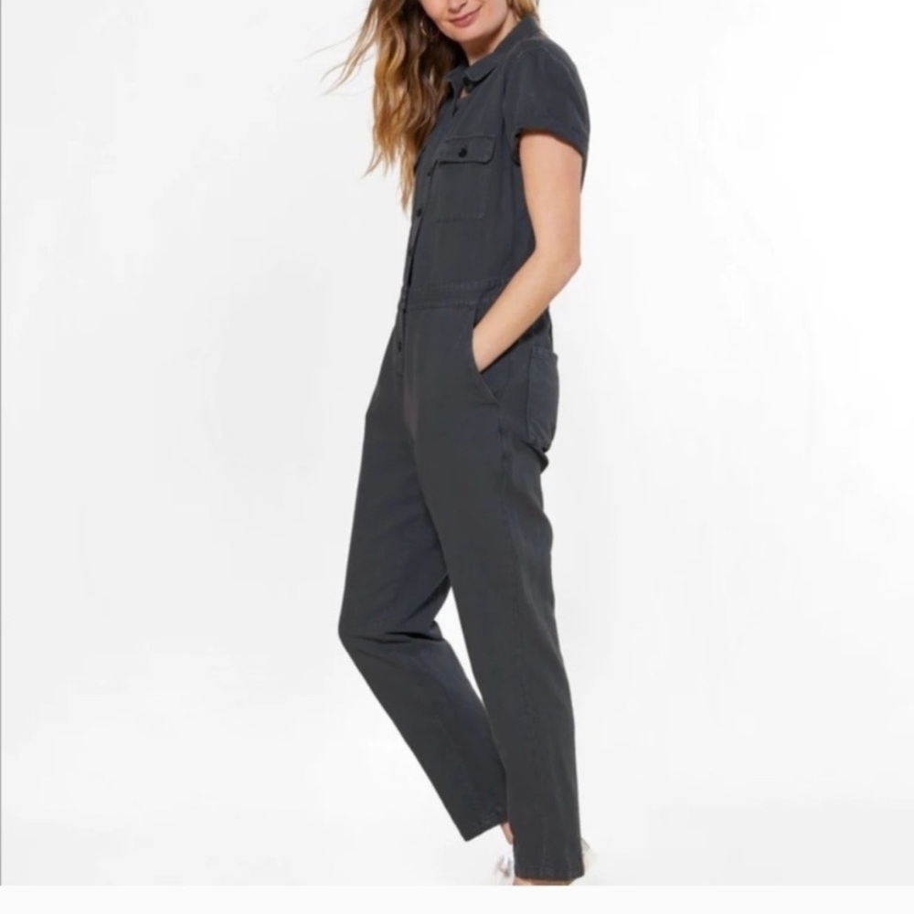 Outerknown SEA Olive Green Organic Cotton Limen‎ Jumpsuit Romper M - Picture 4 of 12